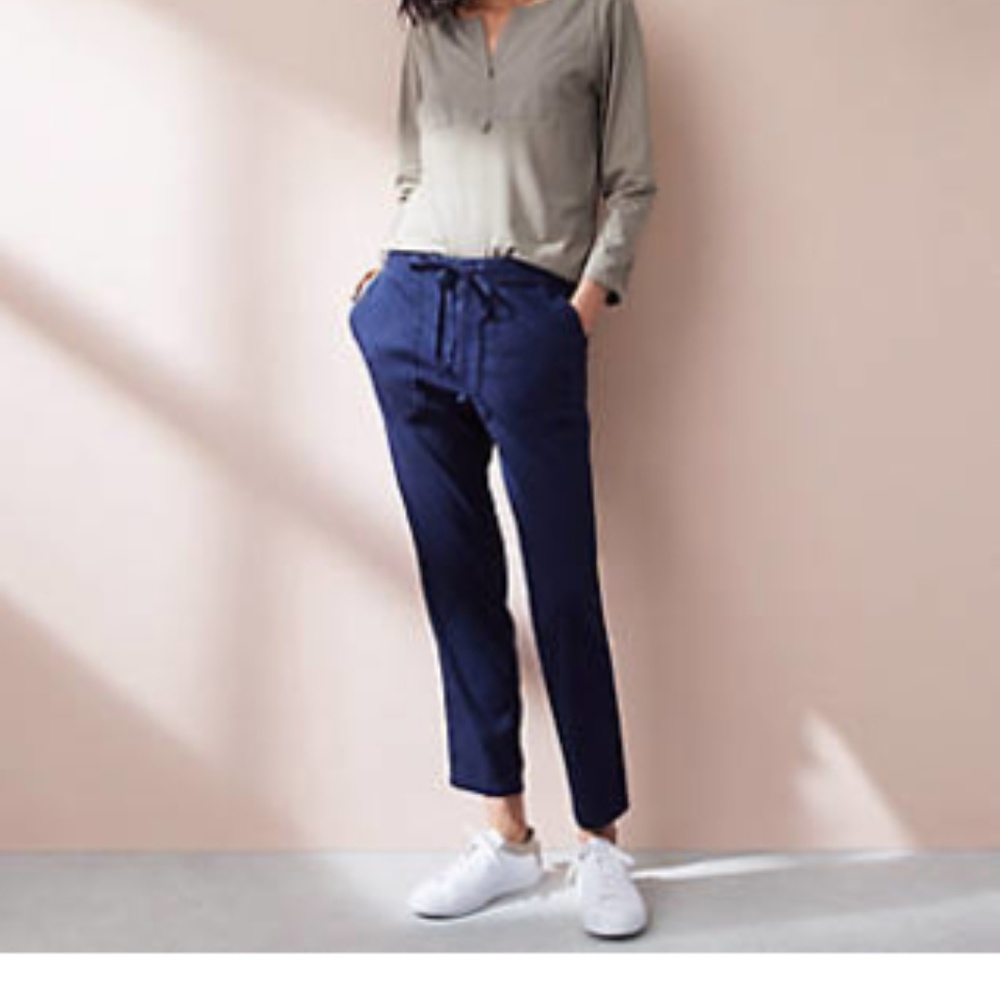 Lou & Grey Navy Drawstring Ankle Pants